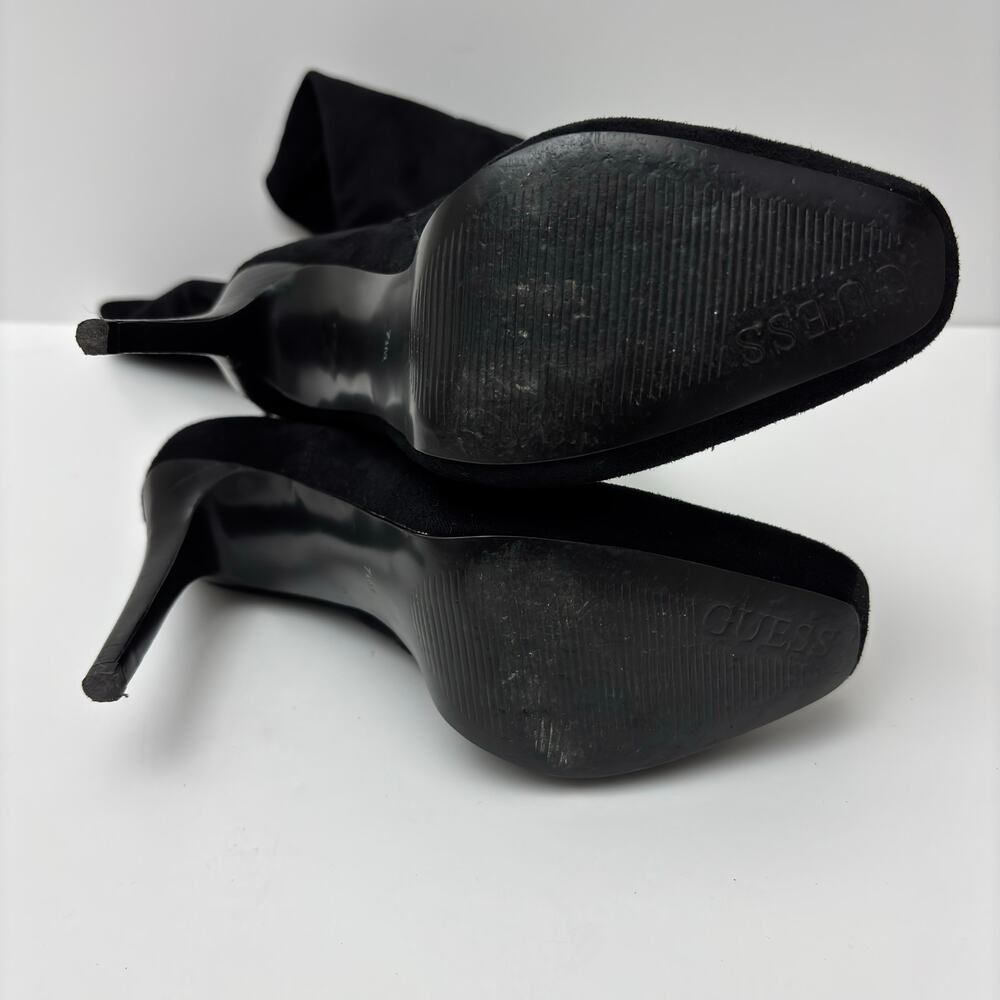 Guess Black Suede Knee High Stretchy Slouchy Stiletto Heel Boots Size 7.5 - Picture 6 of 11